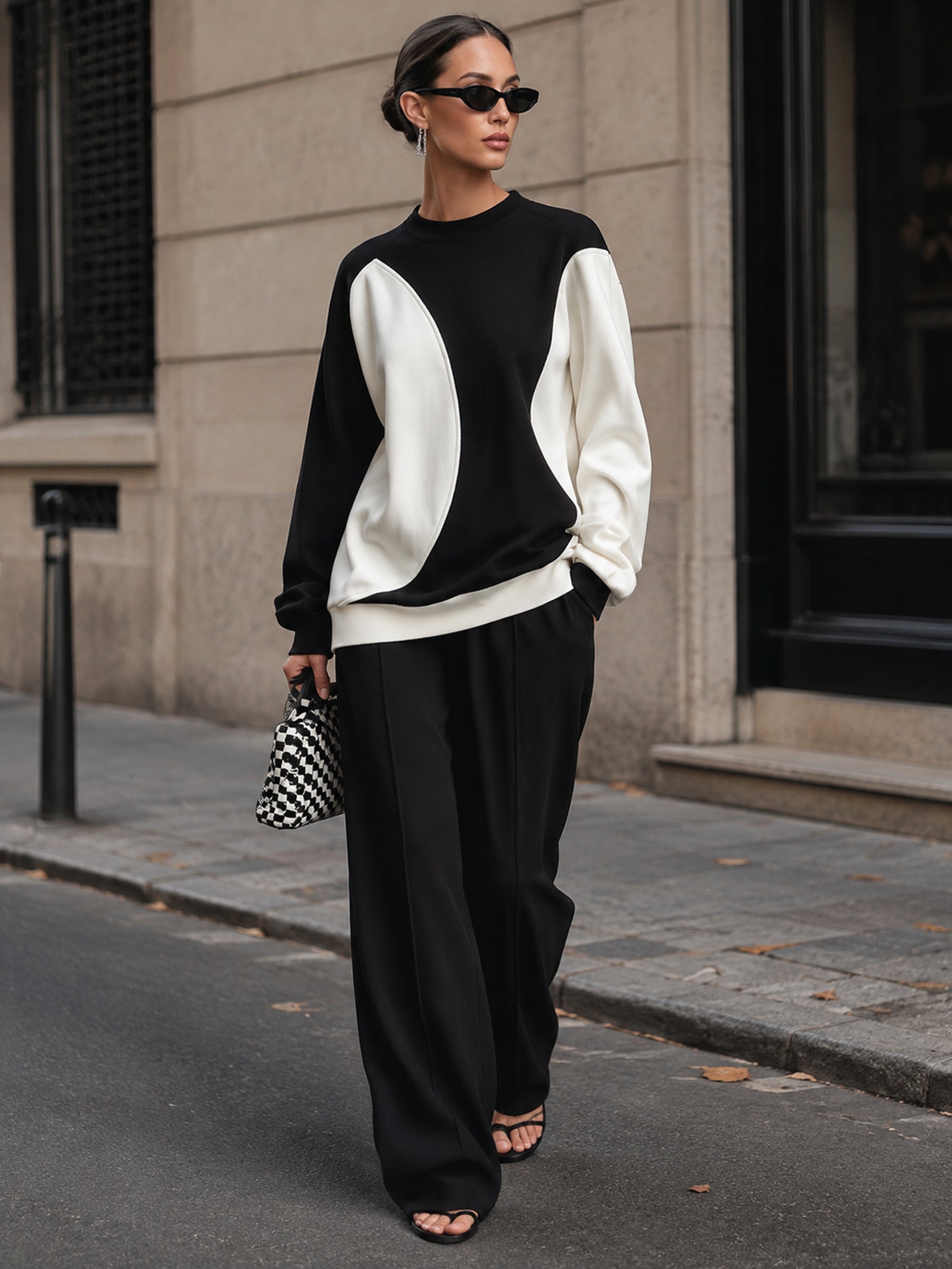 Women's Abstract Contrast Panel Sweatshirt