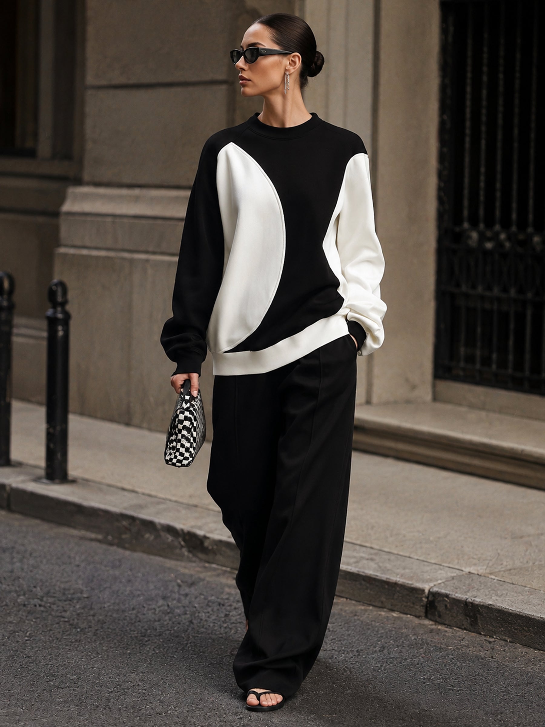 Women's Abstract Contrast Panel Sweatshirt