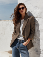 Retro-chic Classic Plaid Single-button Blazer