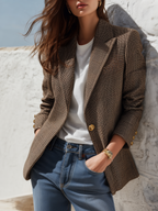 Retro-chic Classic Plaid Single-button Blazer