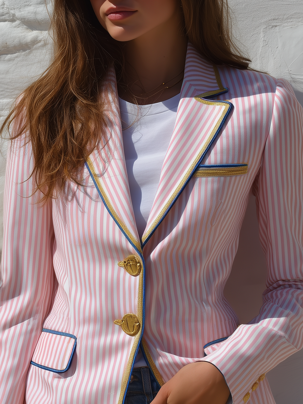 Classic Retro Striped Multi-pocket Blazer