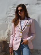 Classic Retro Striped Multi-pocket Blazer