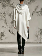 Two Tone Hooded Asymmetric Hem Oversized Sweatshirt Dress