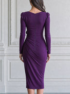 Ruched Sweetheart Neck 3D Rose Sheath Midi Dress