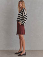Effortless Chic Oversized Knit Top & Burgundy Skort Outfit