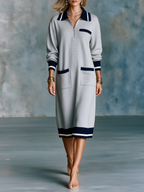Effortless Office Pocket Detail Knit Dress