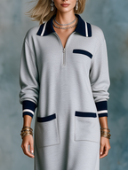 Effortless Office Pocket Detail Knit Dress
