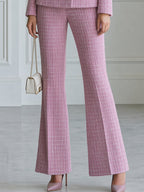 Tweed Double-Breasted Blazer & Flare Pants Two-Piece Suit Set