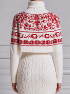 Stockholm Style White Nordic Knit Sweater & Cable Skirt Two-Piece Set
