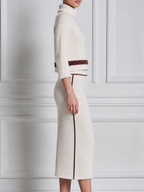 White Skirt Stockholm Style Turtleneck Knit Sweater & Pencil Skirt Two-Piece Set