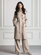 Asymmetric Button Belted Wool-Blend Midi Coat