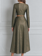 Olive Fall Fashion Cropped Top & Wrap Skirt Set