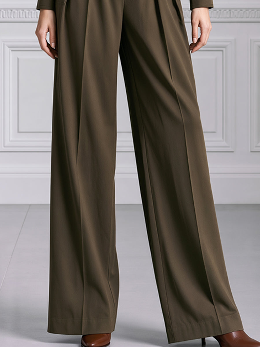 Olive Green Utility Belted Long Sleeve Wide-Leg Jumpsuit