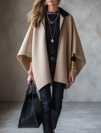 Quiet Luxury Wool Blend Oversized-Fit Camel Cape Jacket