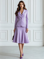 Notched-Lapel Blazer And A-Line Midi Skirt Set
