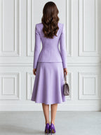 Notched-Lapel Blazer And A-Line Midi Skirt Set