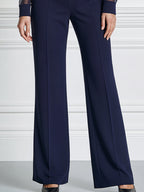 Elegant Cowl Neck Sheer Long Sleeve Belted Wide Leg Jumpsuit