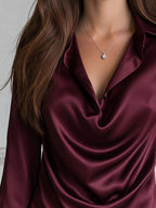 Elegant Office Satin Cowl Neck Long Sleeve Blouse