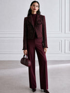 Women's Tweed Fringe-Trim Cropped Blazer Jacket