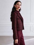 Women's Tweed Fringe-Trim Cropped Blazer Jacket
