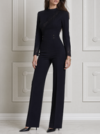 Black Lace Fall Fashion Mock Neck Wide Leg Jumpsuit