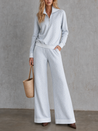 Coastal Luxe Leopard Half-Zip Top & Wide Leg Pants Set