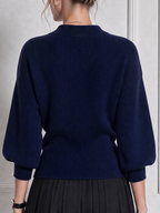 Navy Stockholm Style Wrap Tie Waist Ribbed Knit Cardigan