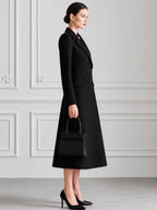 Women's Double-Breasted Plaid Wool Blend Long Coat