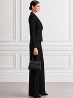 Women's Windowpane Plaid Blazer & Wide-Leg Pants Two-Piece Suit Set