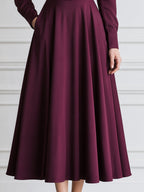 Elegant Notched-Lapel Belted Fit-and-Flare Midi Dress