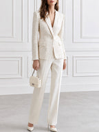 Sequin Embellished Tweed Blazer with Peak Lapel