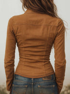 Vintage Washed Camel Shirt With Contrasting Trim