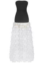 Strapless A Line Maxi Dress Black White