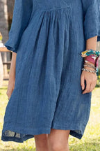 Solid Color Loose Non-Elastic Cotton and Linen Dress