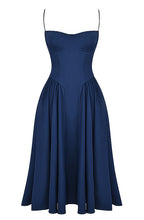 Bustier A Line Midi Dress Navy Blue