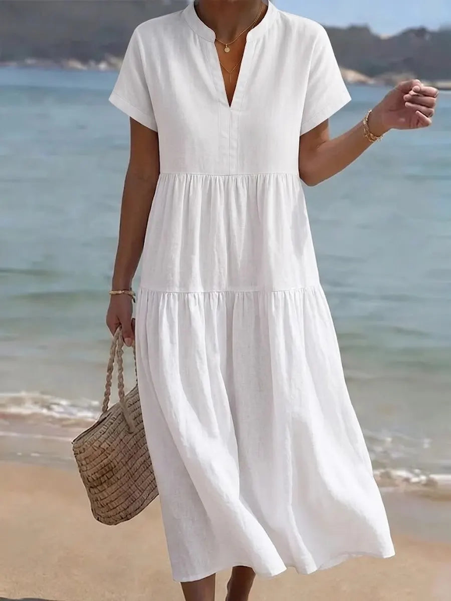 Women's Simple Cotton And Linen Dress