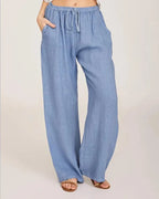Casual Loose Linen Drawstring Elasticized Pants