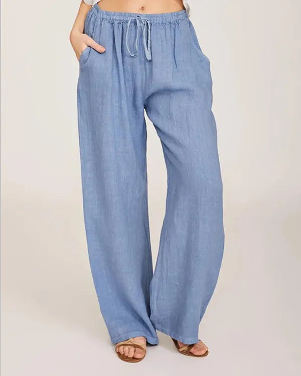 Casual Loose Linen Drawstring Elasticized Pants