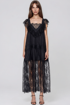Karah Lace  Ruffle Maxi Dress