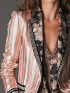 Bohemian Satin-Stripe Tailored Blazer