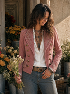 Vintage Double-Breasted Suede Embroidery Jacket