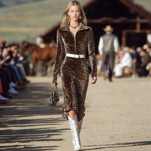 2026 New Leopard Print Autumn Long-Sleeved Dress