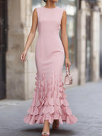 Women's Solid-color Round-neck Sleeveless Slim-fit Casual Dress