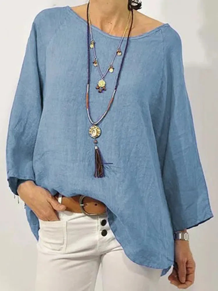 Solid Color Round Neck Loose T-Shirt