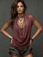 Sexy & Casual Boho Cowl-neck Knit Two-piece Set