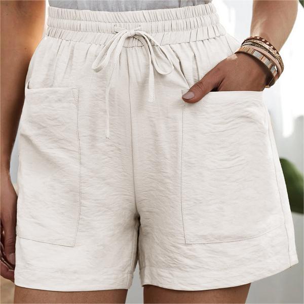 Solid Two Pockets Loose Casual Short Pants