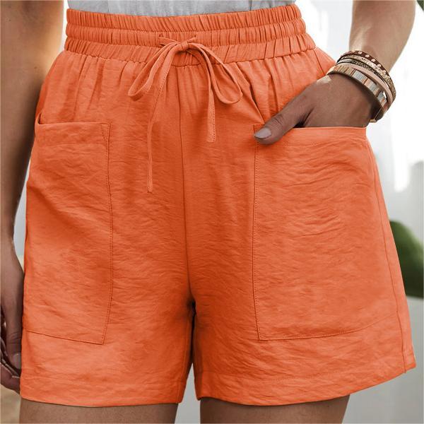 Solid Two Pockets Loose Casual Short Pants