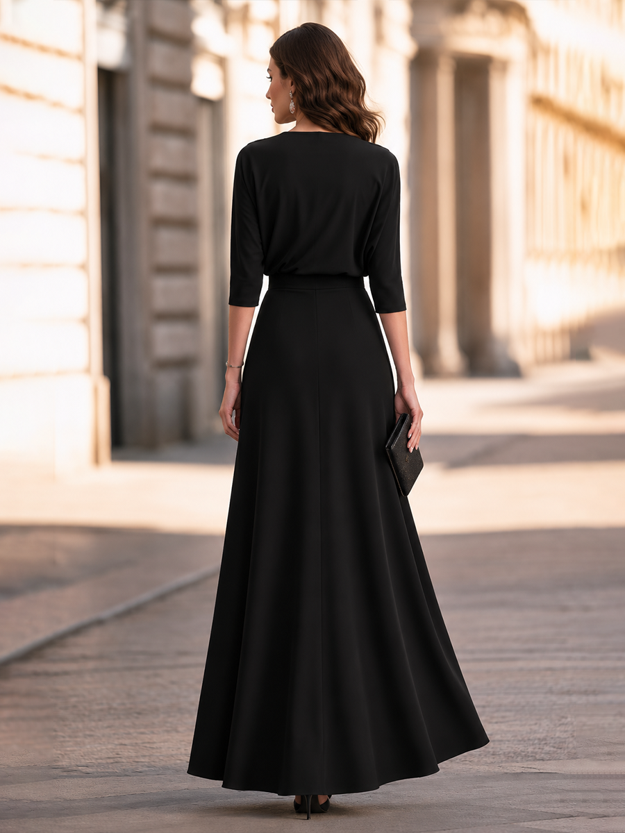 Elegant Draped Mesh One-Shoulder Maxi Evening Dress