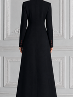Black Red Contrast Longline Blazer Coat & Wide Leg Pants Set