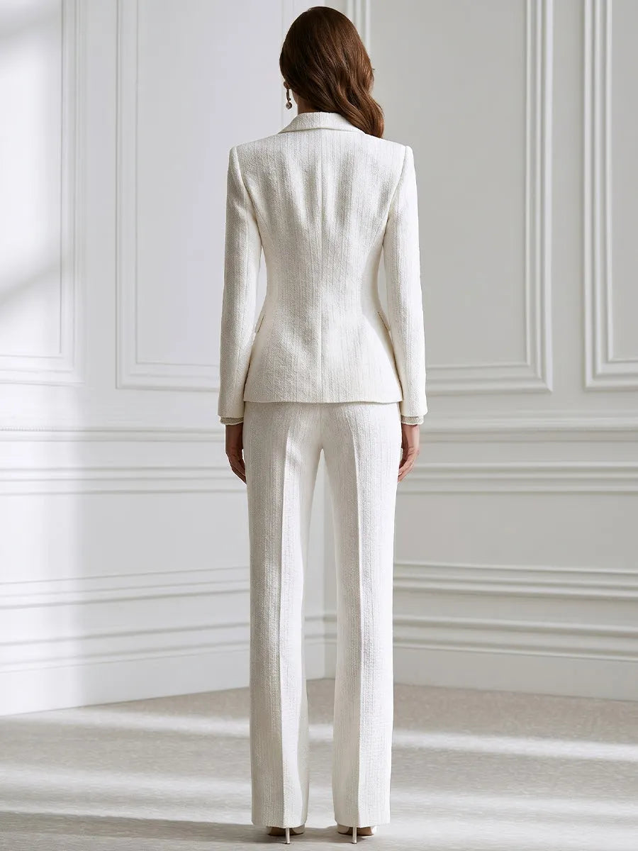 Textured Double-Breasted Tailored Blazer And Trouser Set